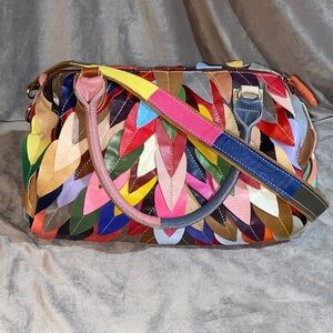 Agueda Leather Multicolored Shoulder Bag
